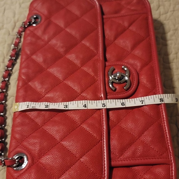 Chanel French Riviera Quilted Large Flap Bag Caviar Red with Gun Metal Hardware - Picture 9 of 17
